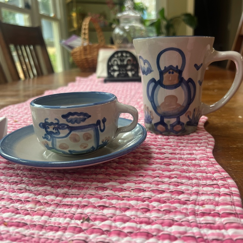 M.A Hadley -Charming cow cup and Saucer (duck mug will be in different listing)